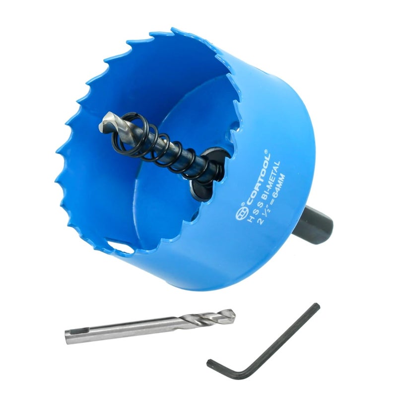 Cortool 2-1/2 Inch Bi-Metal Hole Saw With Arbor for Metal and Wood Cutting - Hole Cutter Kit for Drywall, PVC Boards, Fiberglass and Vent Pipes - Image 1